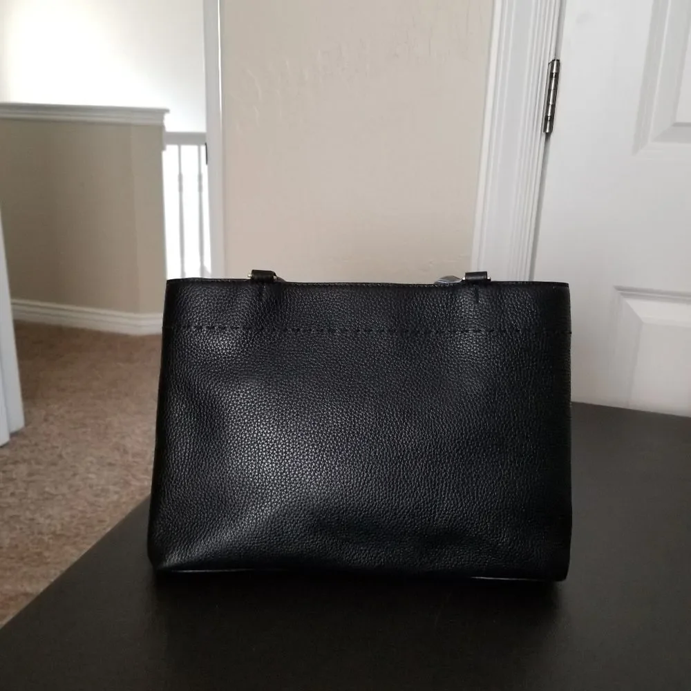 Tory Burch Black Leather Tote with Tassel